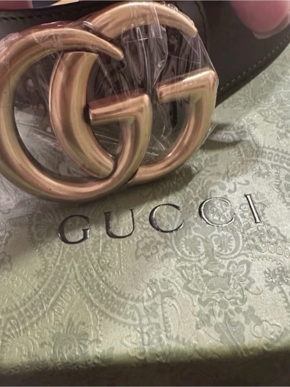 Gucci Black Leather Belt with Gold Double G Buckle